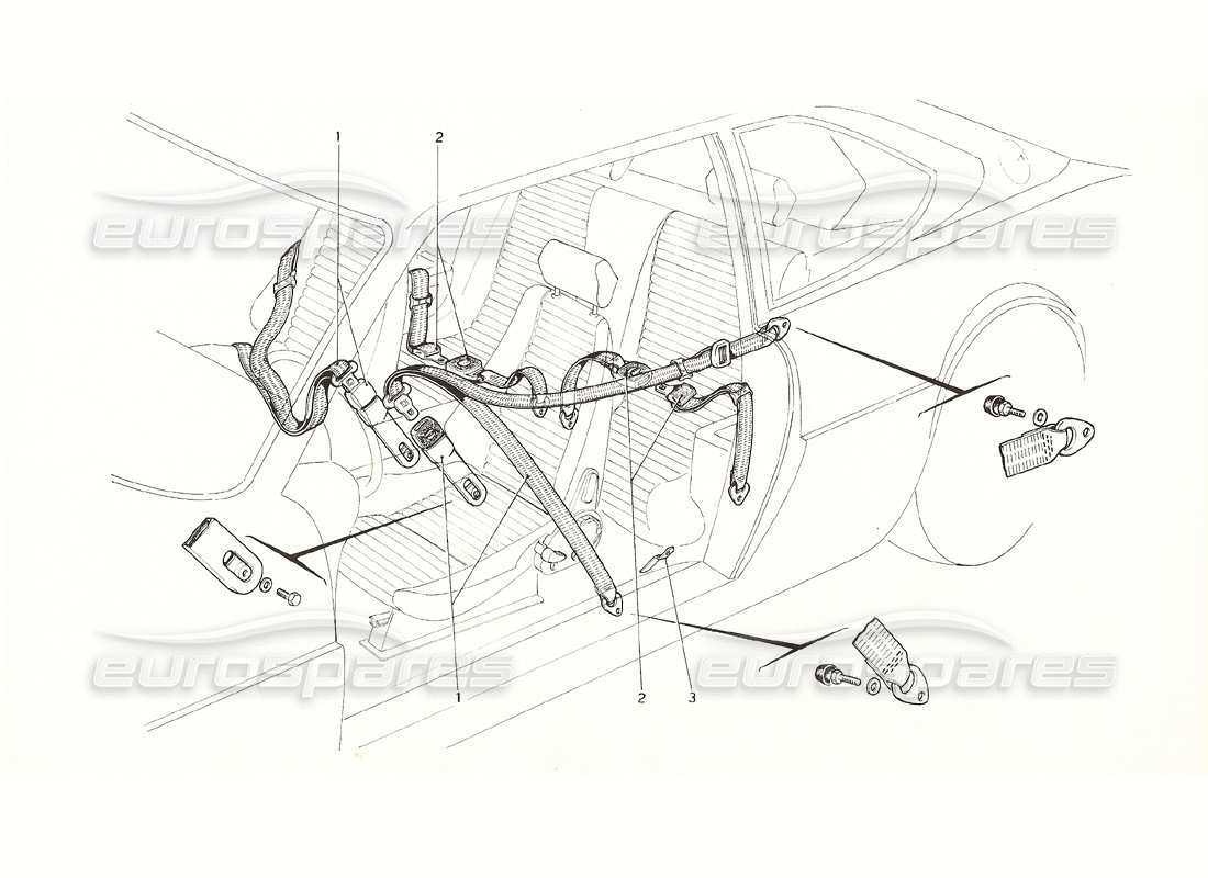 ferrari 308 gt4 dino (1976) la ceinture de sécurité schéma des pièces
