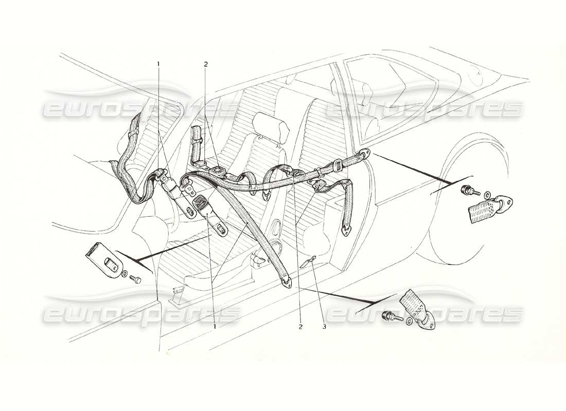 ferrari 308 gt4 dino (1976) schéma des pièces des ceintures de sécurité