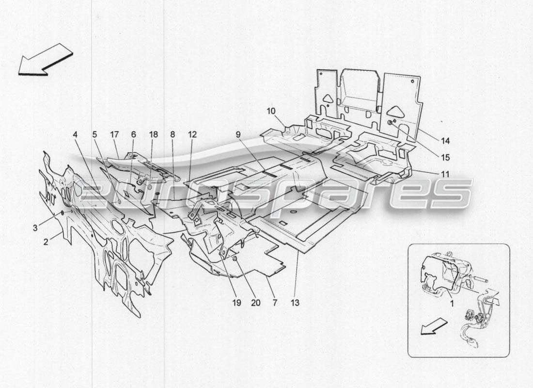 maserati grancabrio mc centenario sound proofing panels inside the vehicle part diagram