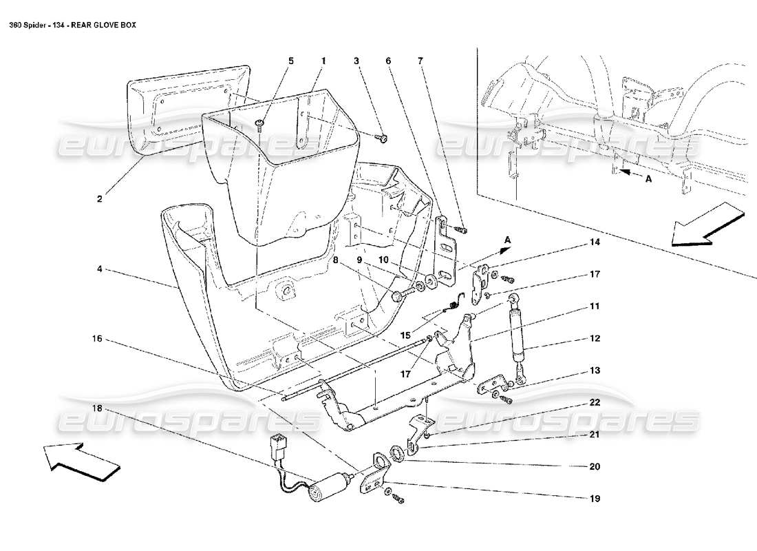 ferrari 360 spider boîte à gants arrière schéma des pièces
