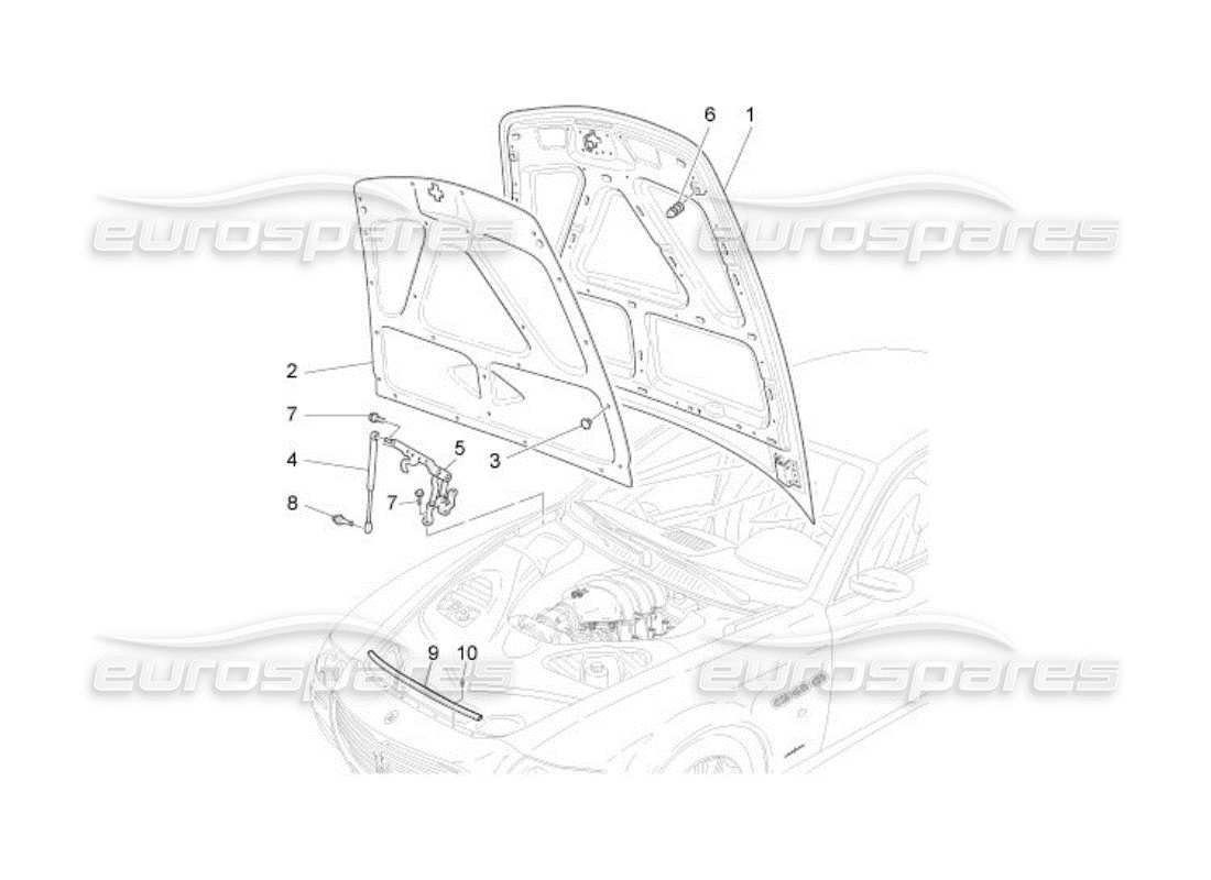 maserati qtp. (2005) 4.2 diagramme des pièces du couvercle avant