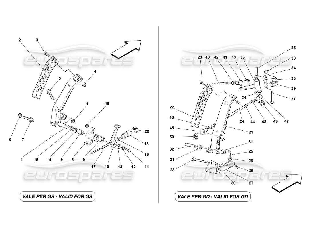 ferrari 355 (5.2 motronic) schéma des pièces de la pédale d'accélérateur