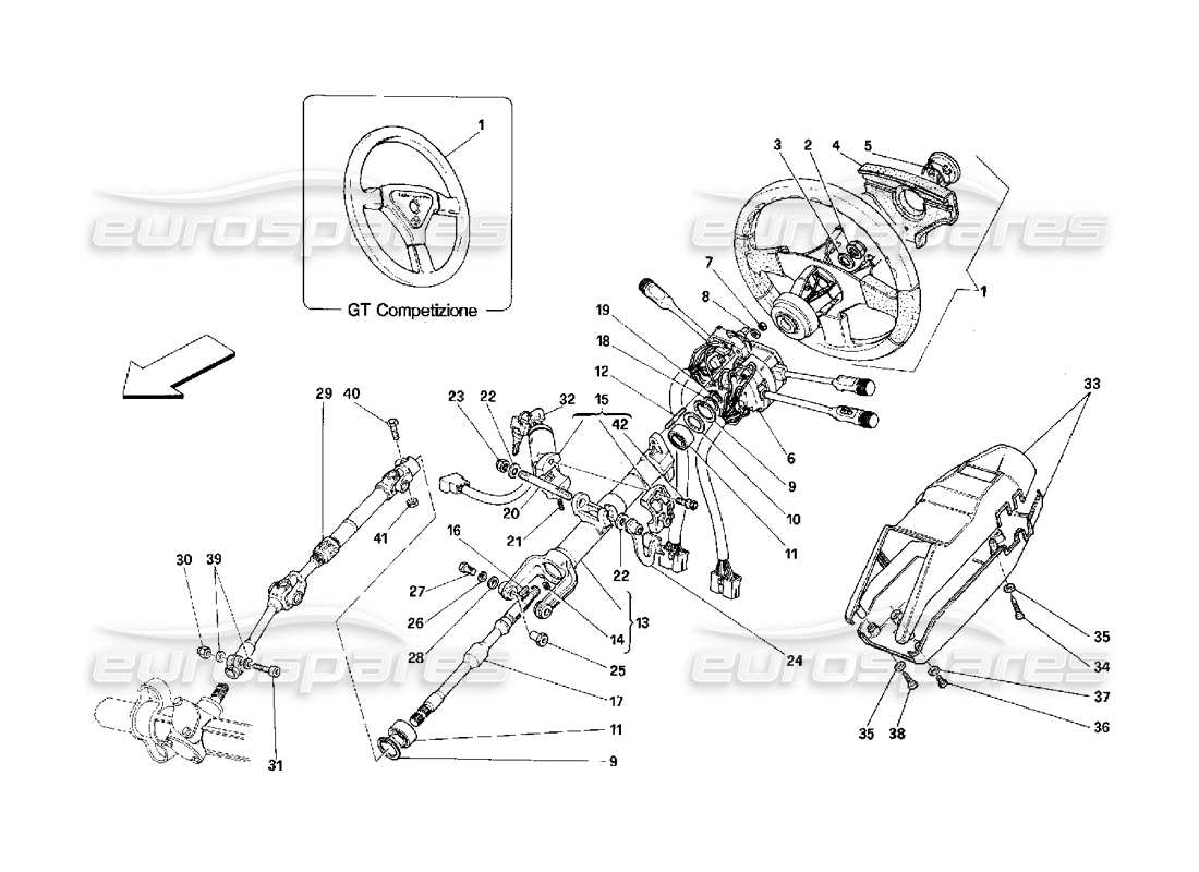 ferrari 348 (2.7 motronic) colonne de direction schéma des pièces