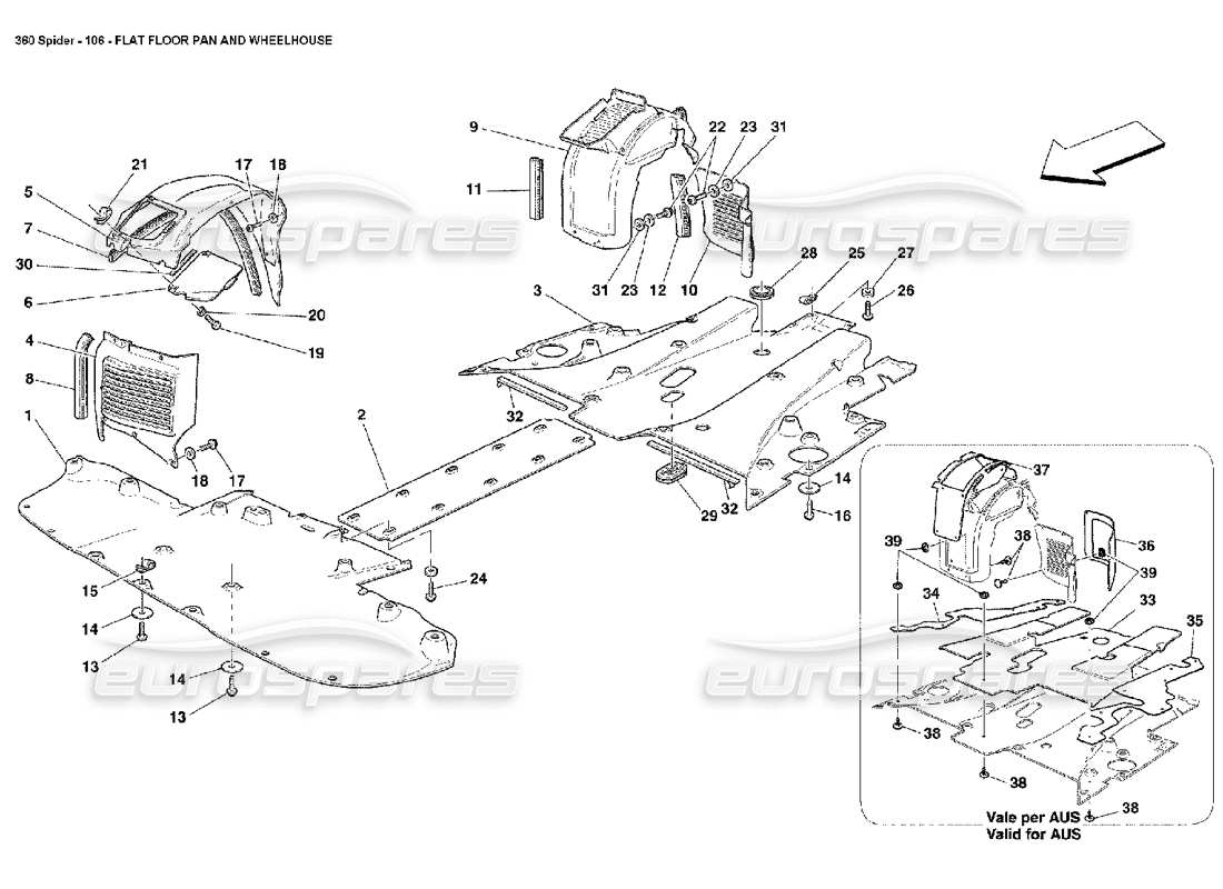 ferrari 360 spider plateau à plancher plat et timonerie schéma des pièces
