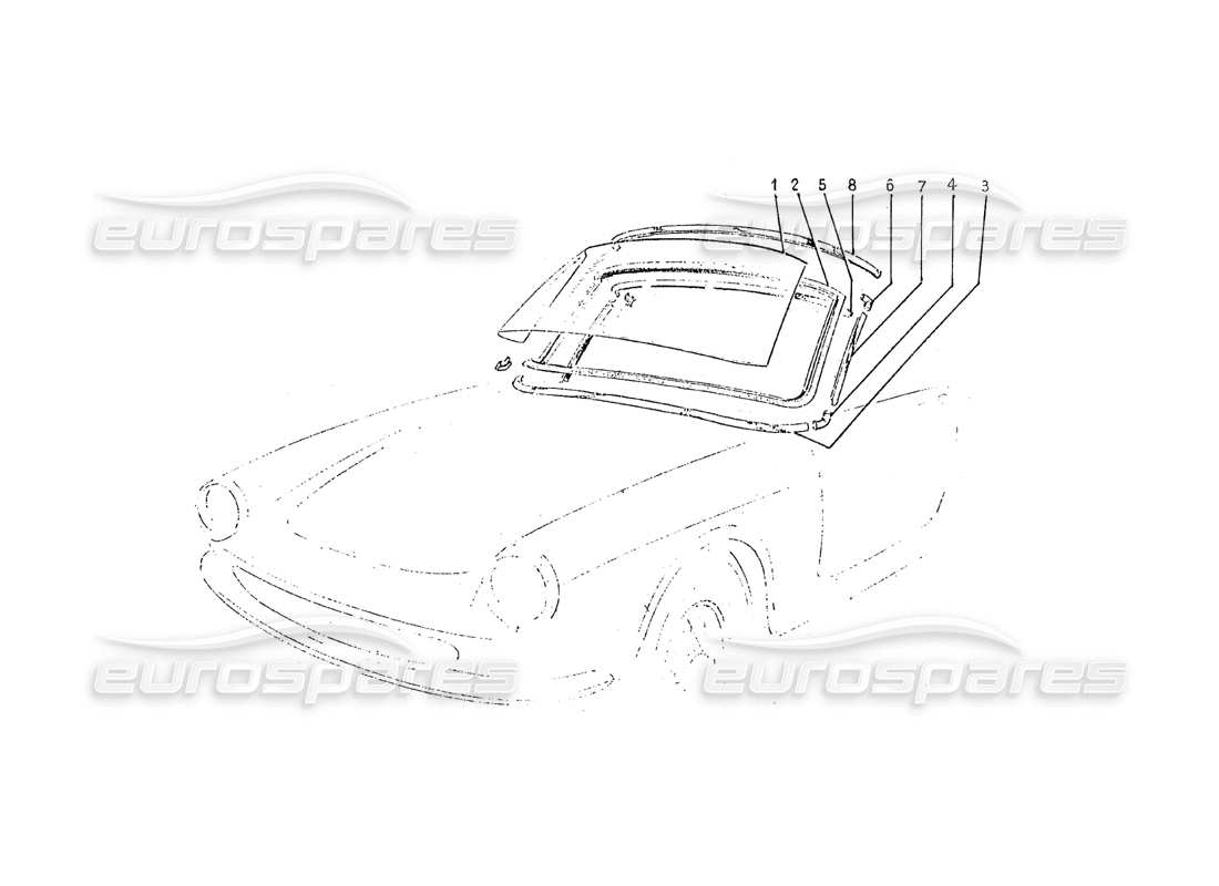 ferrari 275 (pininfarina coachwork) schéma des pièces de verre avant et arrière