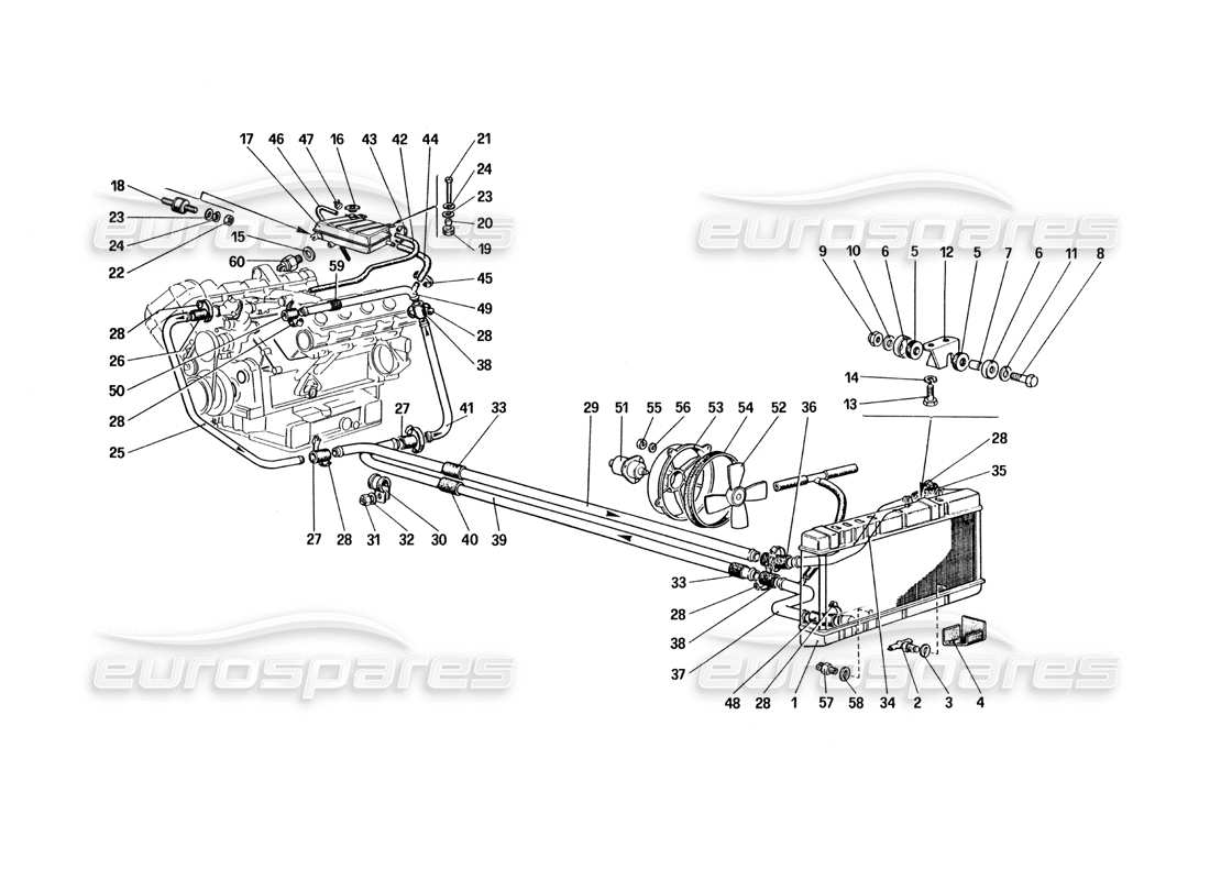 ferrari 328 (1985) système de refroidissement schéma des pièces