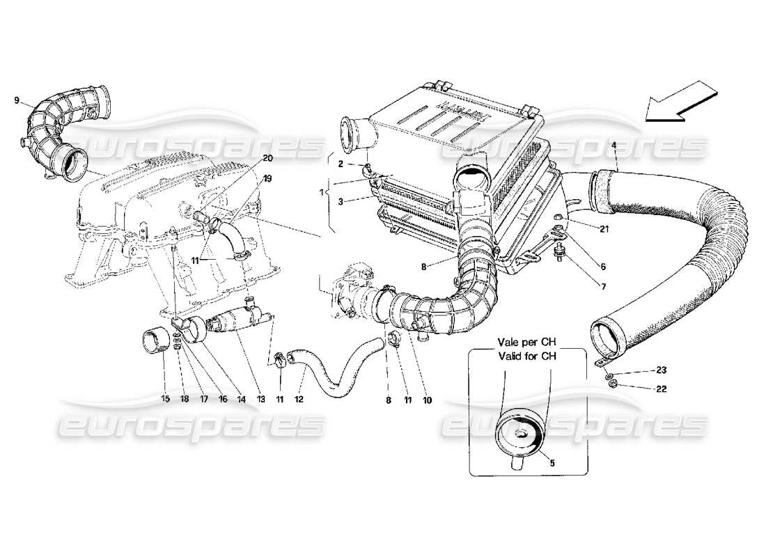 ferrari 348 (2.7 motronic) prise d'air schéma des pièces