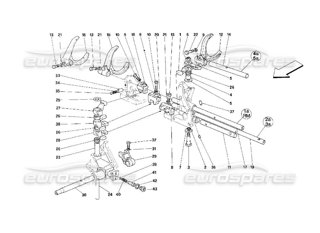 ferrari 348 (2.7 motronic) diagramme des pièces des commandes intérieures de la boîte de vitesses