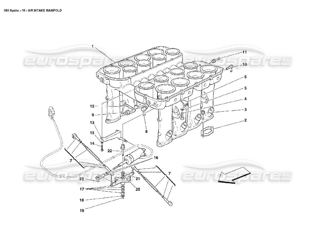ferrari 360 spider collecteur d'admission d'air schéma des pièces