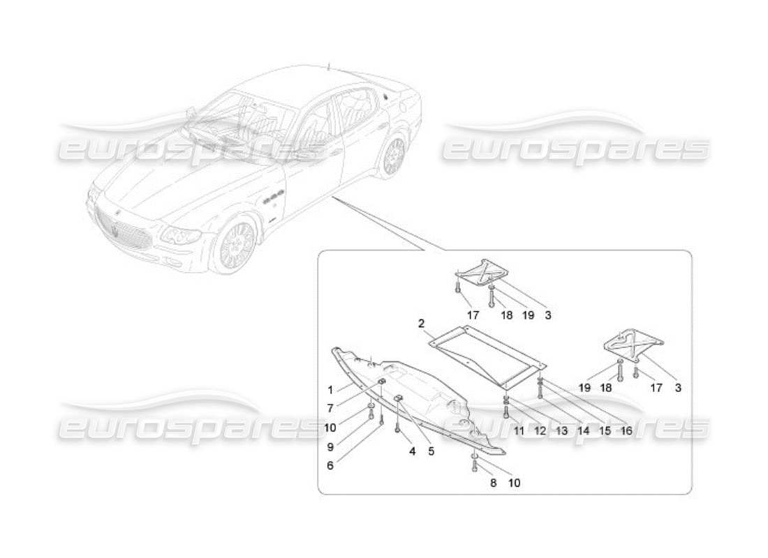 maserati qtp. (2005) 4.2 schéma des pièces du soubassement et des protections de soubassement