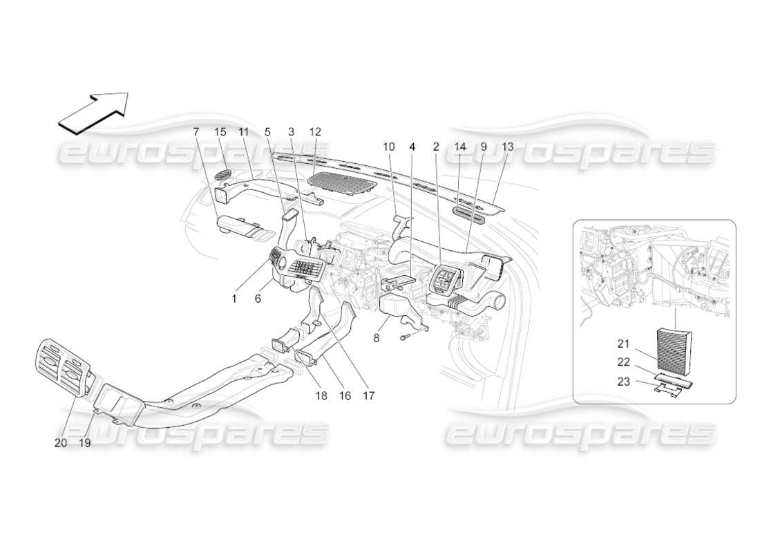 maserati grancabrio (2010) 4.7 unité a c : diagramme des pièces de diffusion