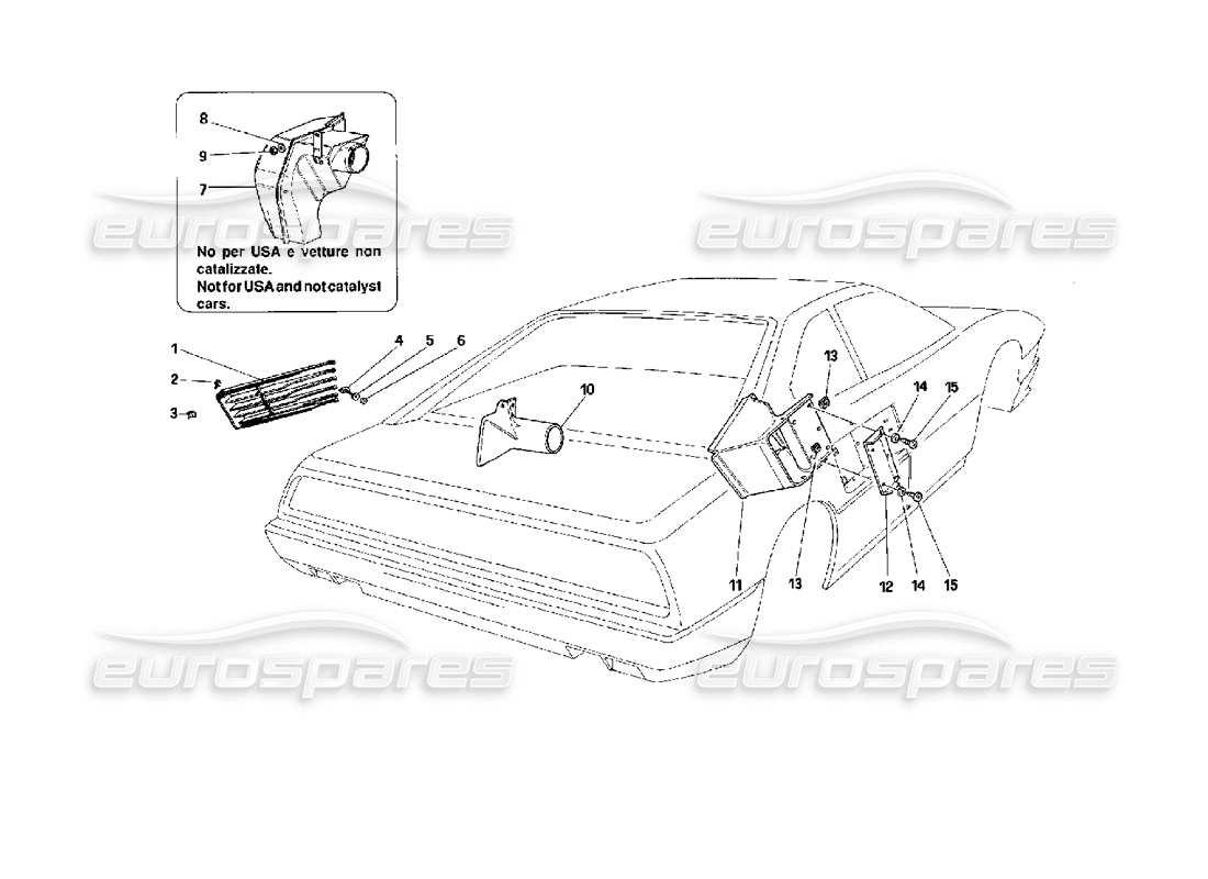 ferrari mondial 3.4 t coupe/cabrio prise d'air - schéma des pièces des grilles et des cadres