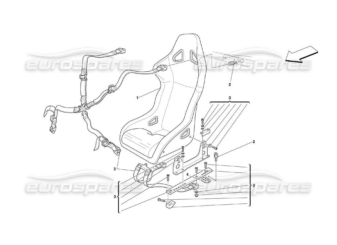 ferrari 360 challenge (2000) schéma des pièces des ceintures de sécurité et de sécurité