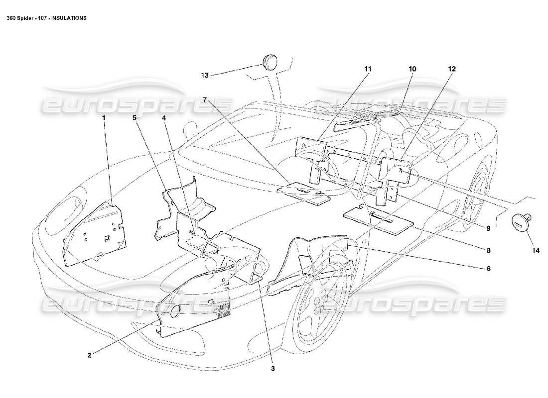 ferrari 360 spider isolations schéma des pièces