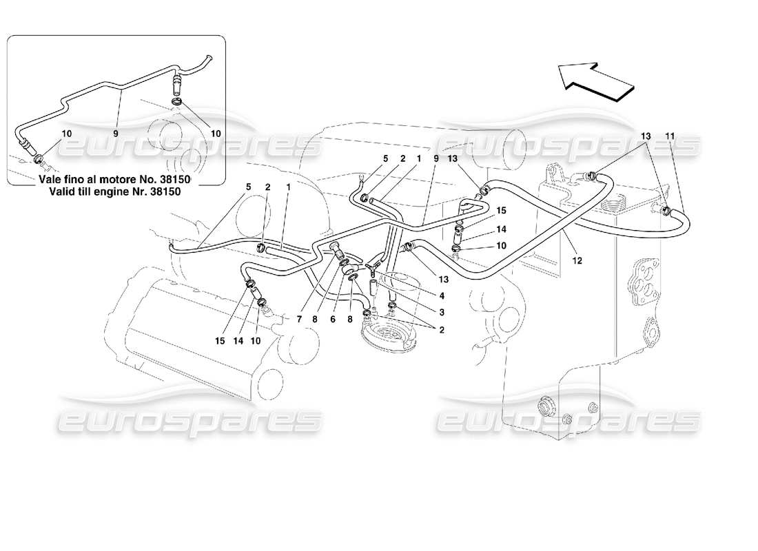 ferrari 355 (2.7 motronic) système blow-by schéma des pièces