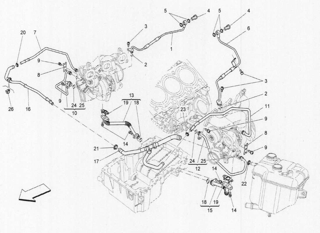 maserati qtp. v6 3.0 bt 410bhp 2015 schéma des pièces du système de suralimentation