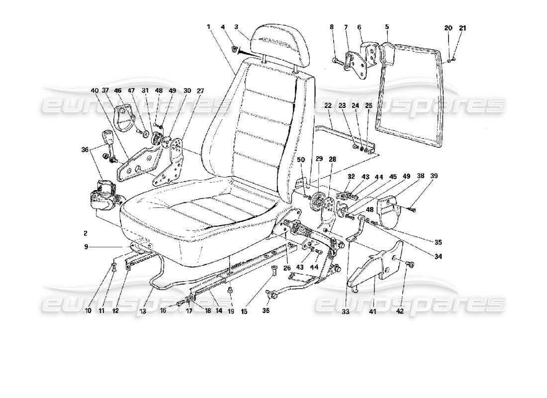 ferrari mondial 3.4 t coupe/cabrio sièges avant – valable pour les ceintures passives schéma des pièces