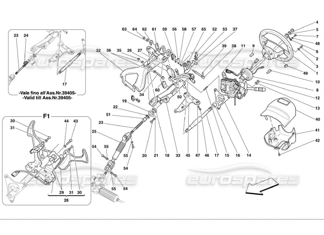 ferrari 360 modena colonne de direction schéma des pièces