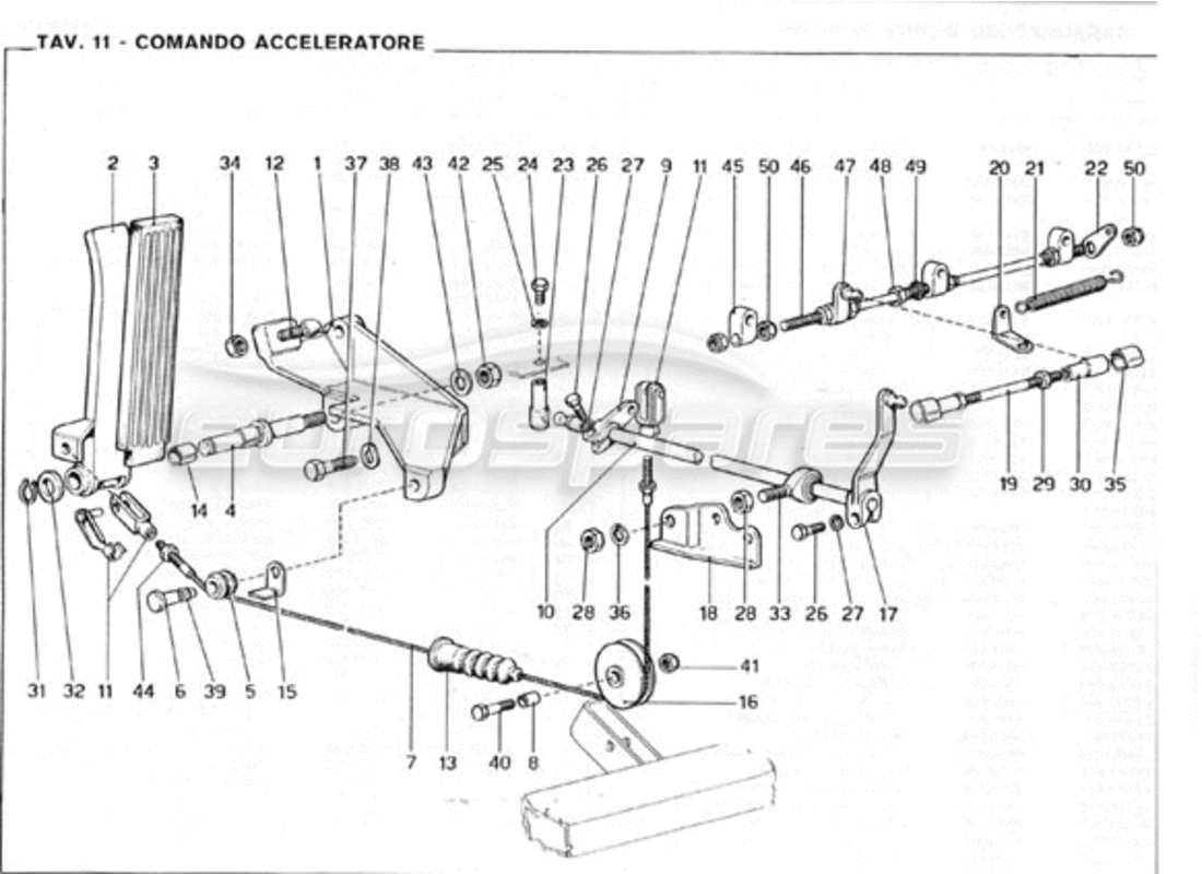 ferrari 246 gt series 1 schéma des pièces de commande des gaz