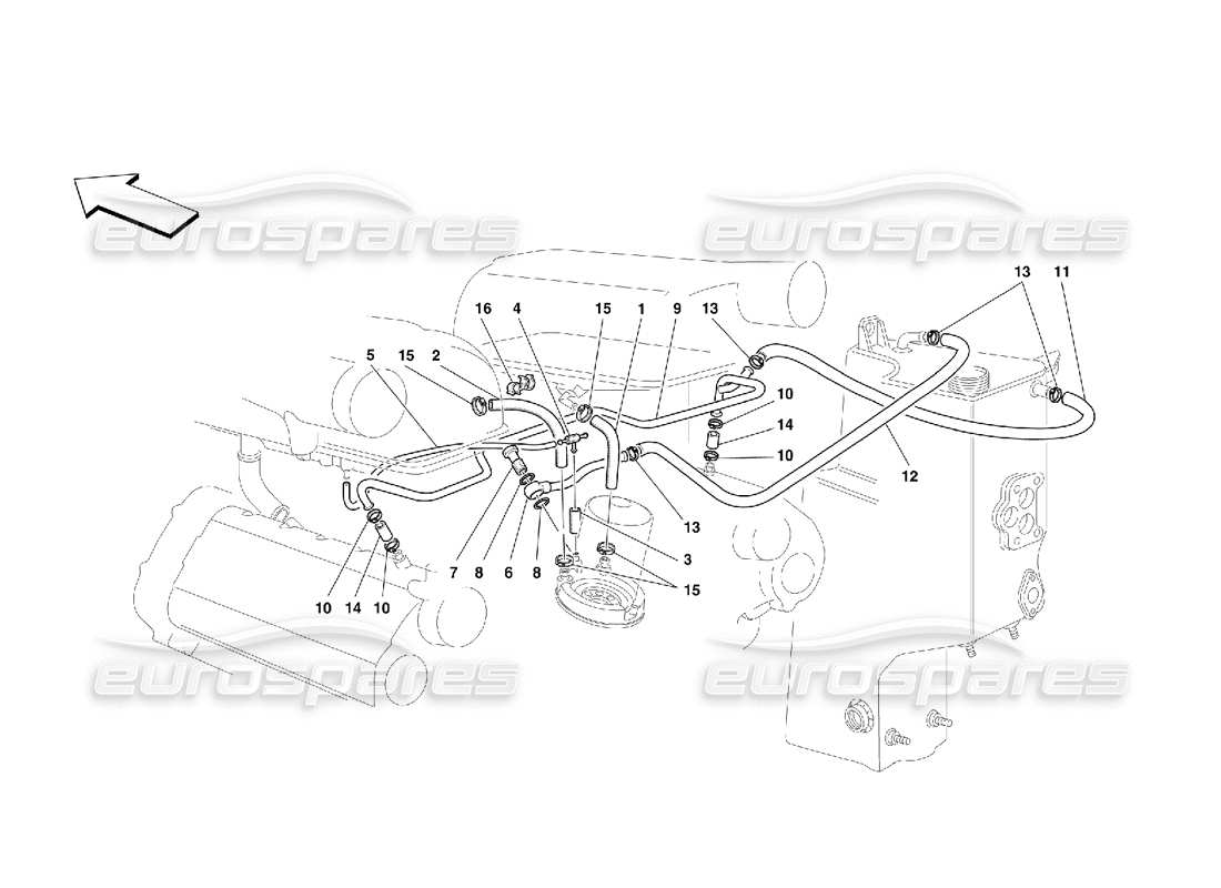 ferrari 355 (5.2 motronic) diagramme des pièces du système blow-by