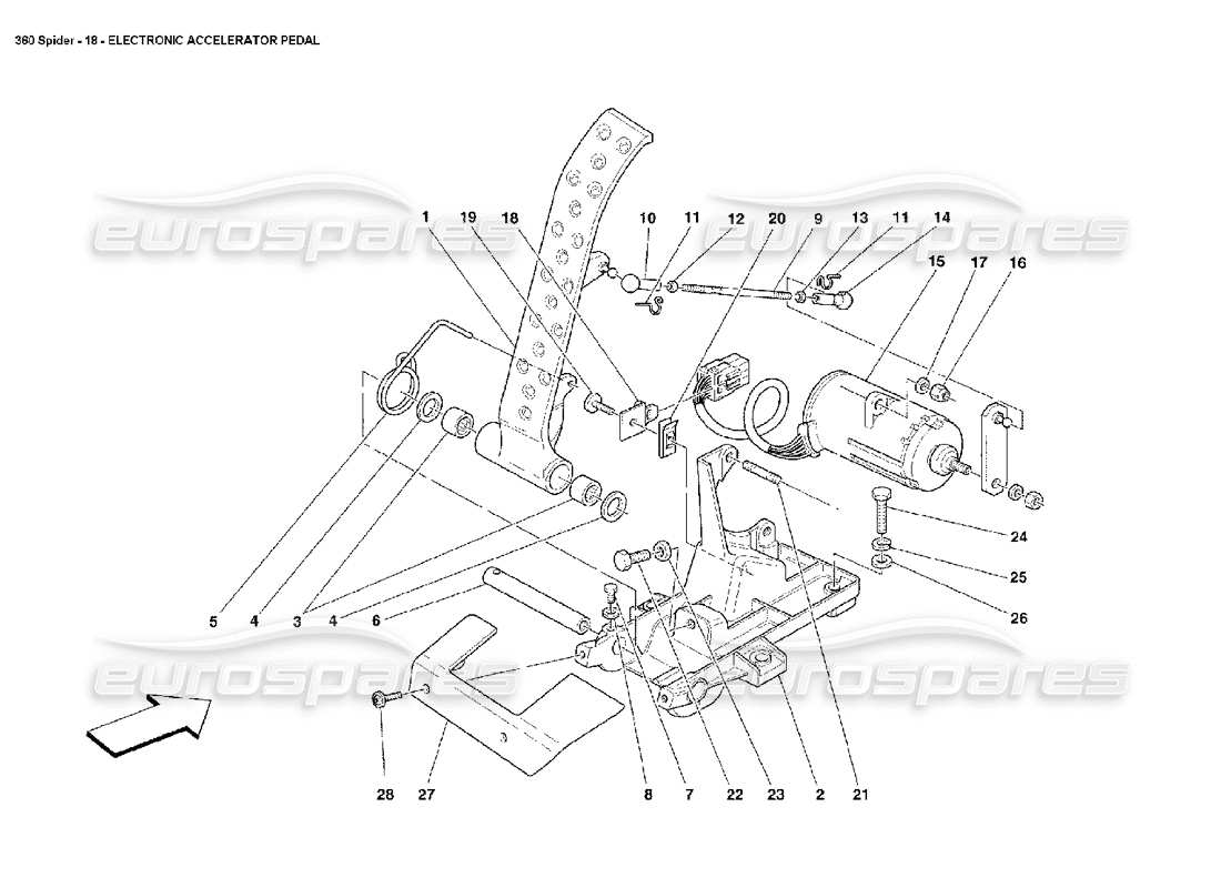 ferrari 360 spider pédale d'accélérateur électronique schéma des pièces