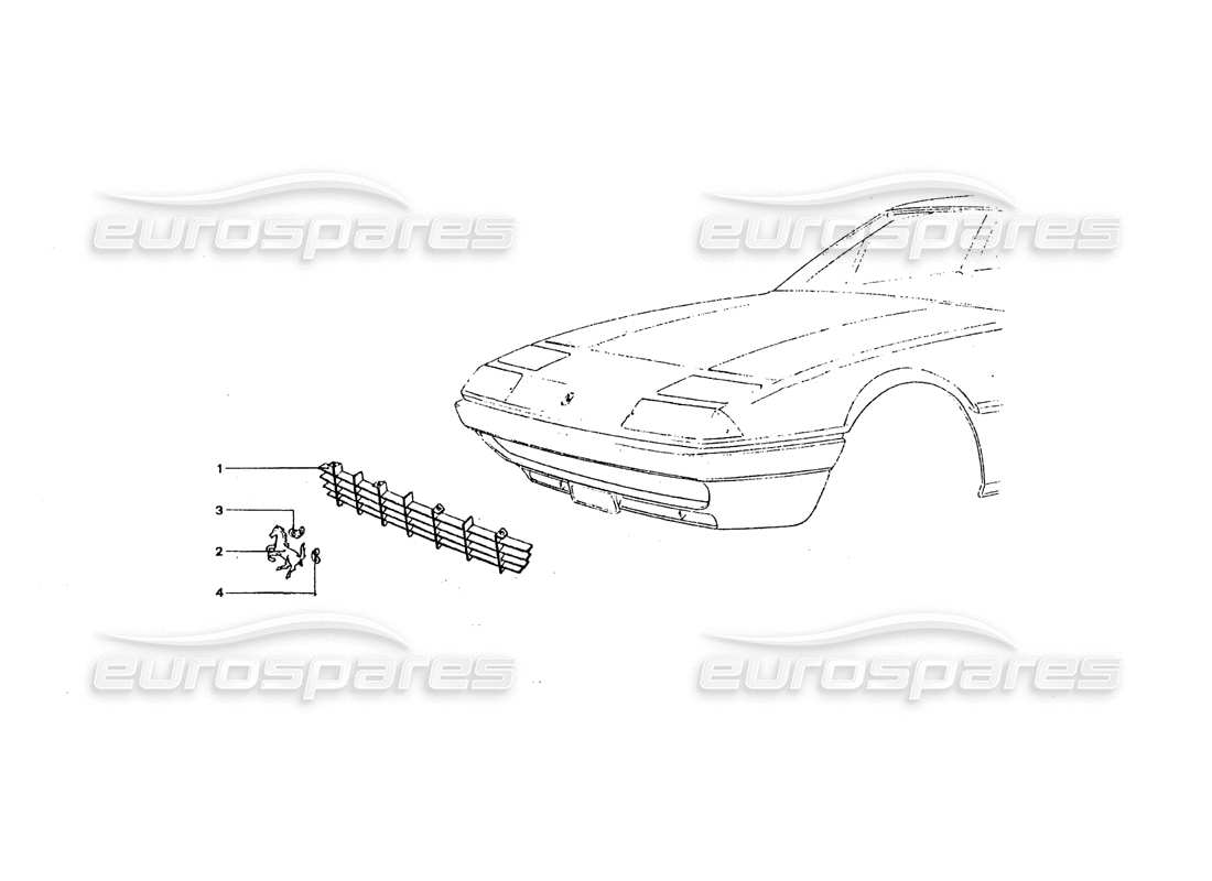 ferrari 365 gt4 2+2 coachwork schéma des pièces de la calandre avant