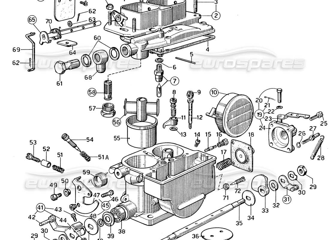 ferrari 365 gtb4 daytona (1969) carburateur weber 40 dcn-20 schéma des pièces