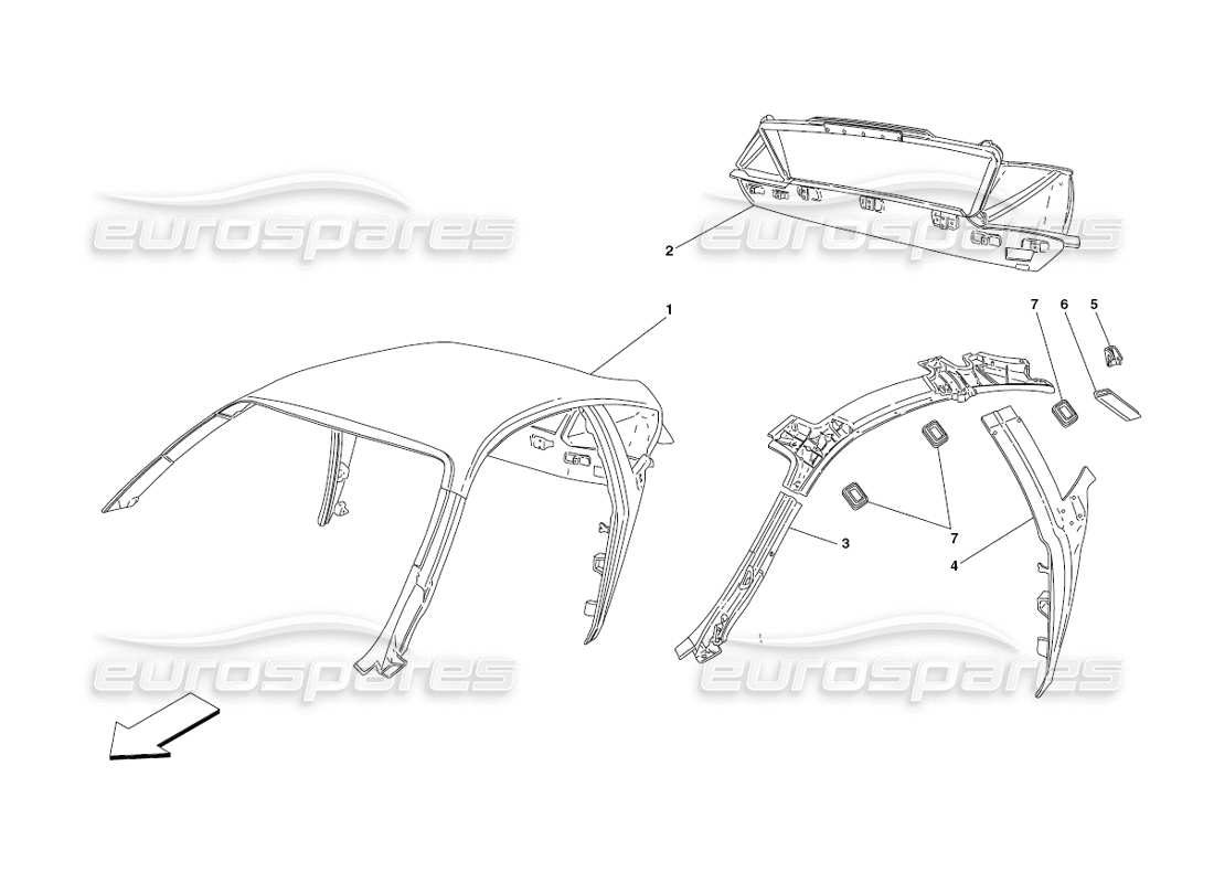 ferrari 430 challenge (2006) toit - structure schéma des pièces
