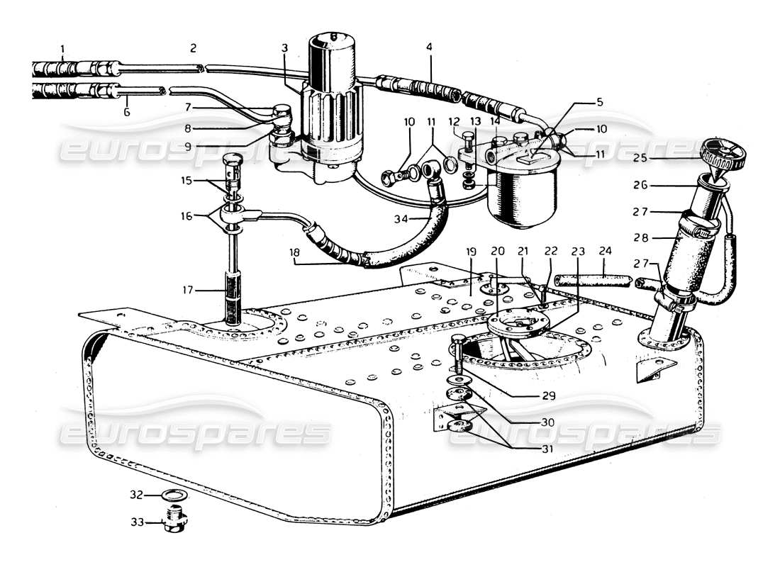 ferrari 275 gtb/gts 2 cam réservoir d'essence schéma des pièces