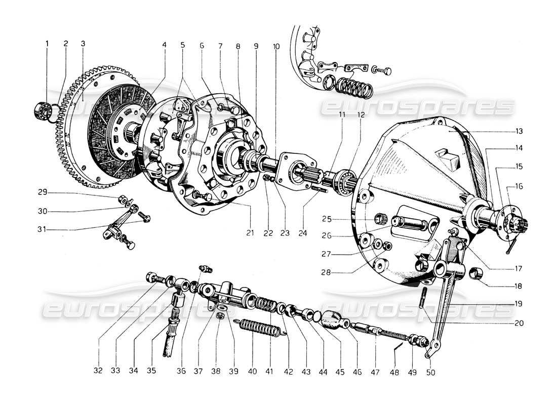 ferrari 275 gtb/gts 2 cam embrayage schéma des pièces