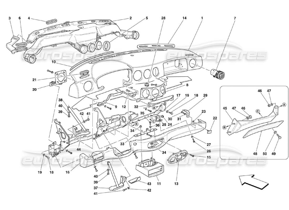 ferrari 360 challenge stradale tableau de bord schéma des pièces