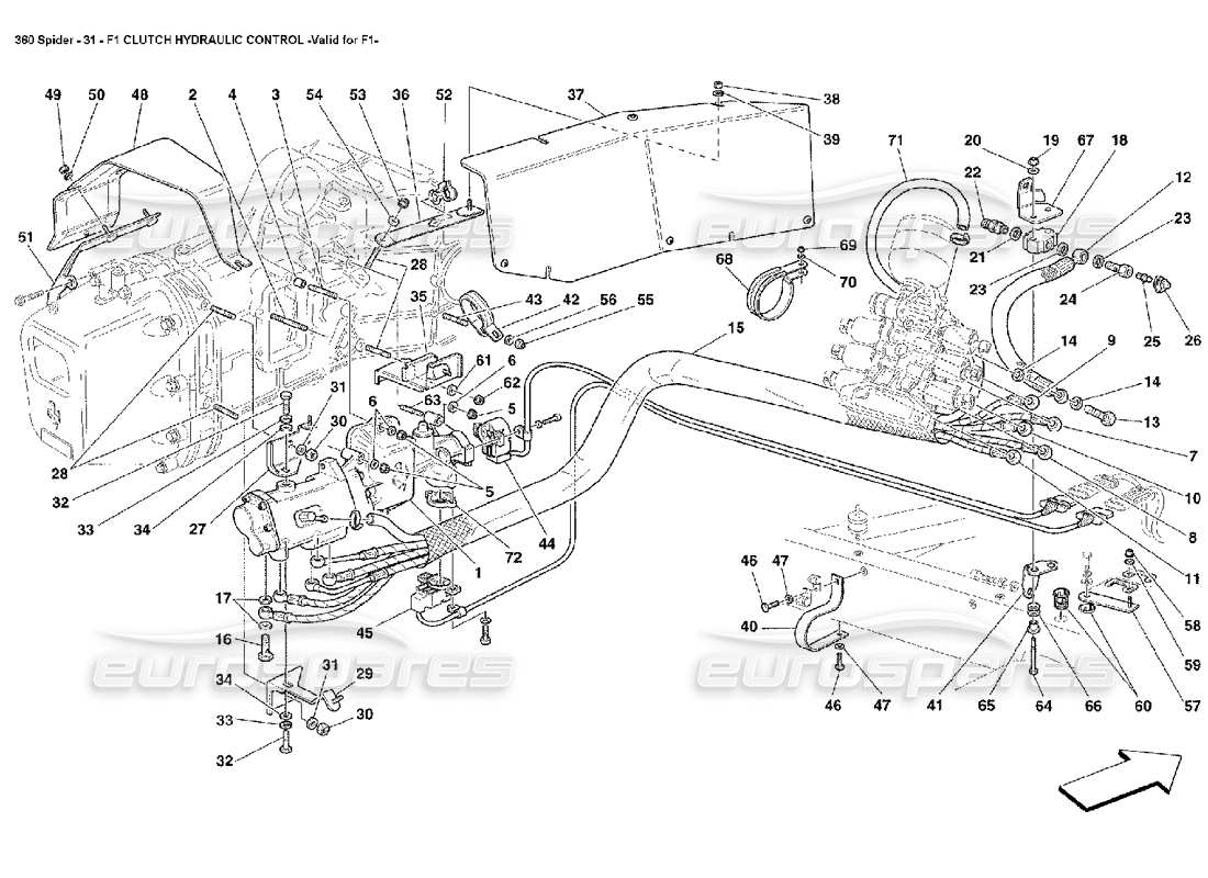 ferrari 360 spider f1 commande hydraulique d'embrayage schéma des pièces