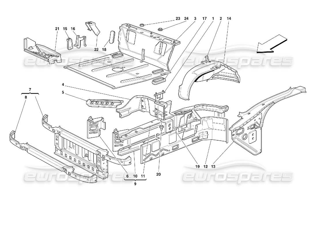 ferrari 355 (2.7 motronic) diagramme de pièce des structures de pièces avant