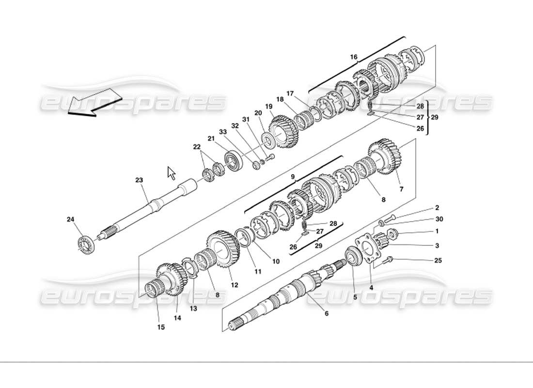 ferrari 360 modena engrenages de l'arbre principal schéma des pièces