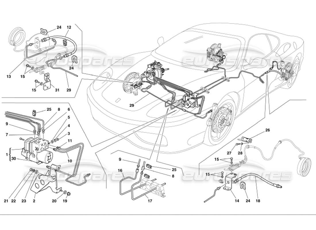 ferrari 360 modena système de freinage schéma des pièces