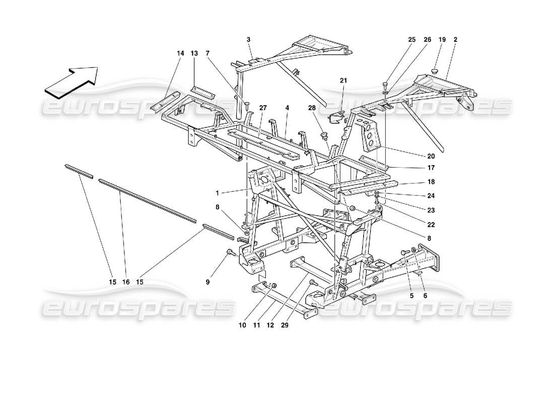 ferrari 355 (2.7 motronic) cadre - eléments de la partie arrière schéma des pièces