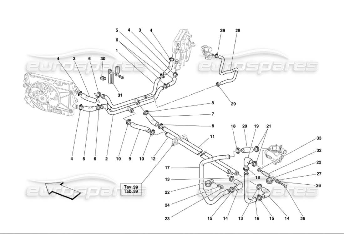 ferrari 360 modena système de refroidissement schéma des pièces