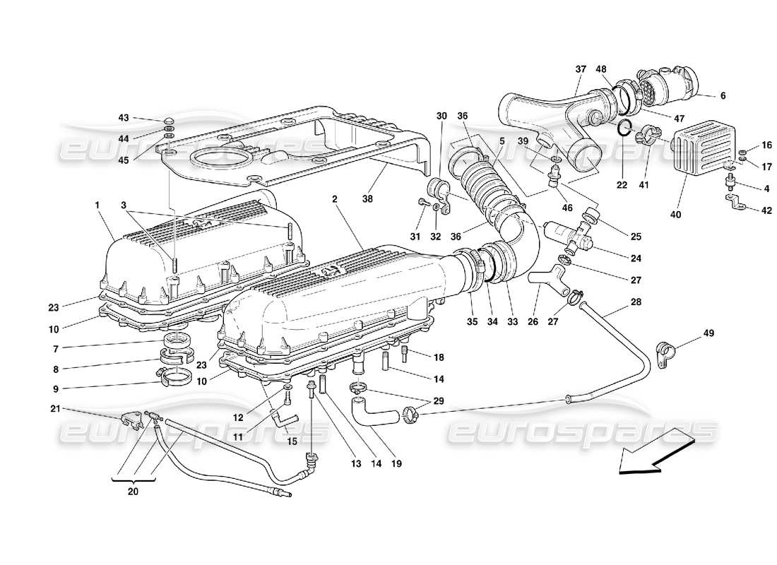 ferrari 355 (5.2 motronic) boîtes à air schéma des pièces