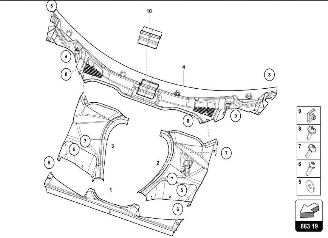 lamborghini centenario spider luggage compartment - lining part diagram