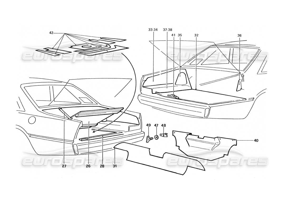 ferrari 412 (coachwork) couvercle de coffre arrière (variantes) diagramme de pièce