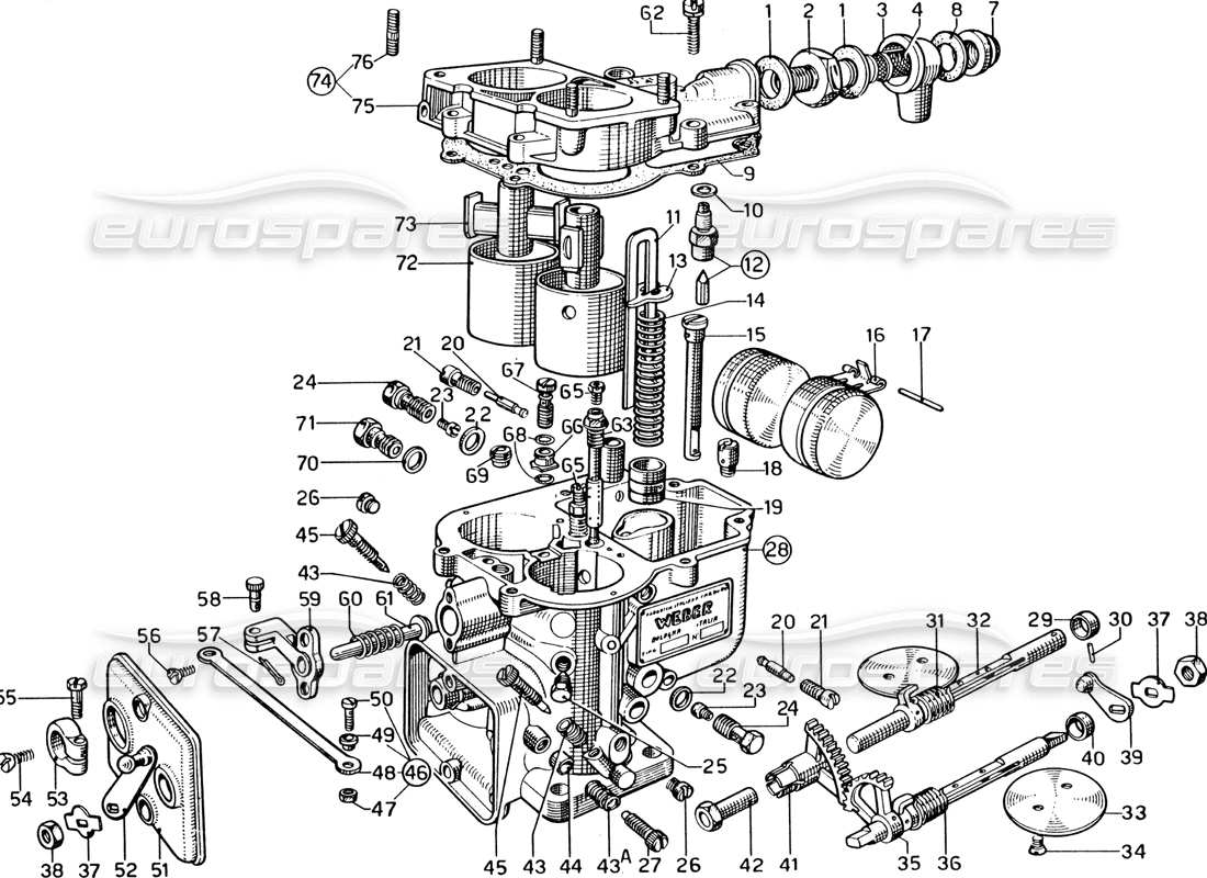 ferrari 330 gtc coupe carburateur weber (40 dcz-6) schéma des pièces