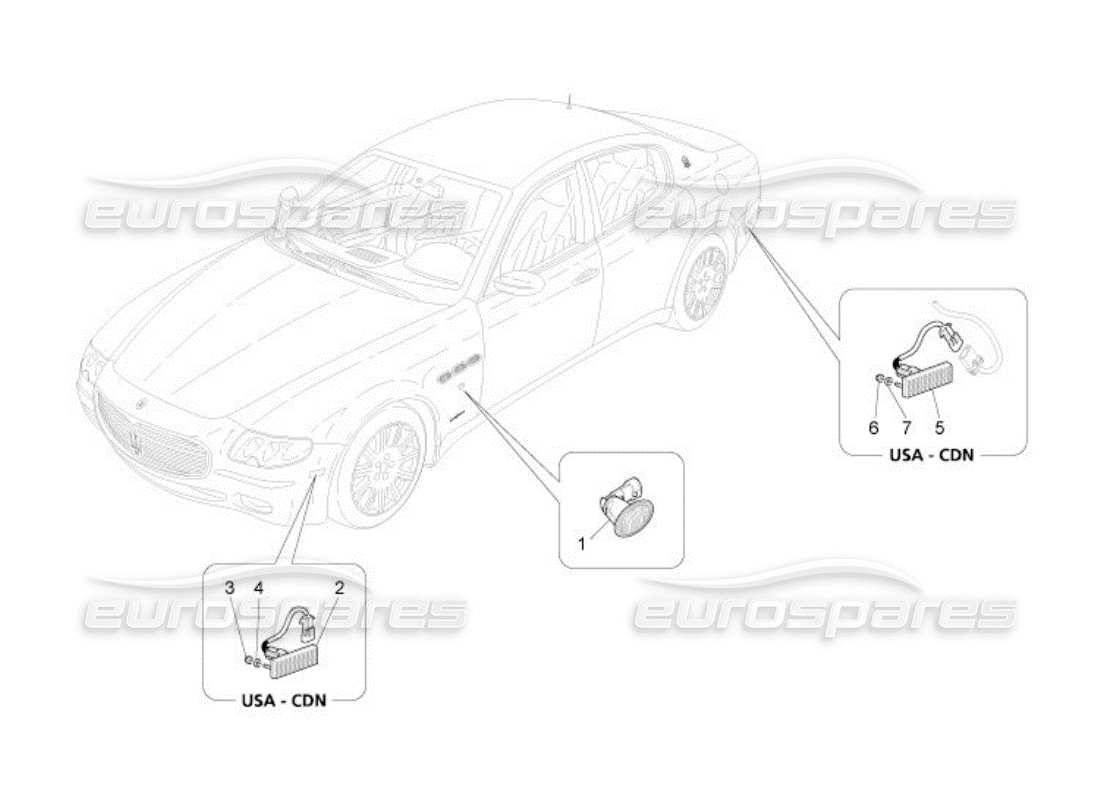 maserati qtp. (2005) 4.2 diagramme des pièces des groupes de feux latéraux