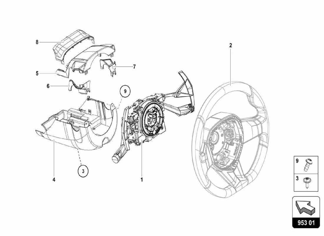 lamborghini centenario spider schéma des pièces de direction à crémaillère et pignon de direction
