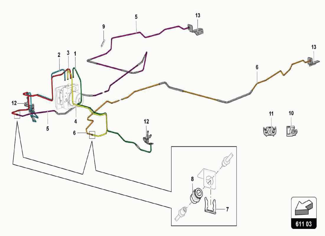 lamborghini centenario spider servo de frein, tuyaux et système de vide schéma des pièces