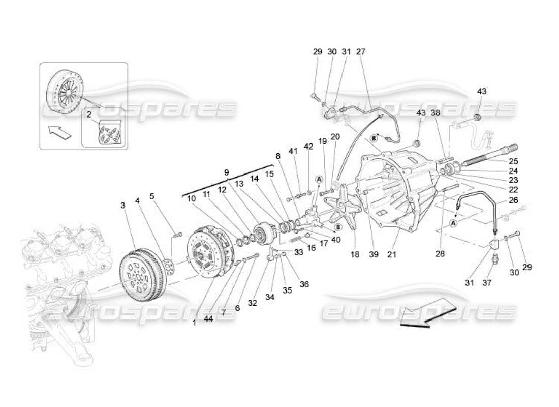 maserati qtp. (2005) 4.2 disques de friction et boîtier pour f1 schéma des pièces de la boîte de vitesses