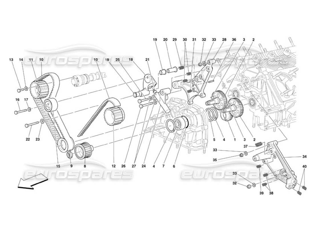 ferrari 360 challenge (2000) synchronisation - diagramme des pièces de commandes
