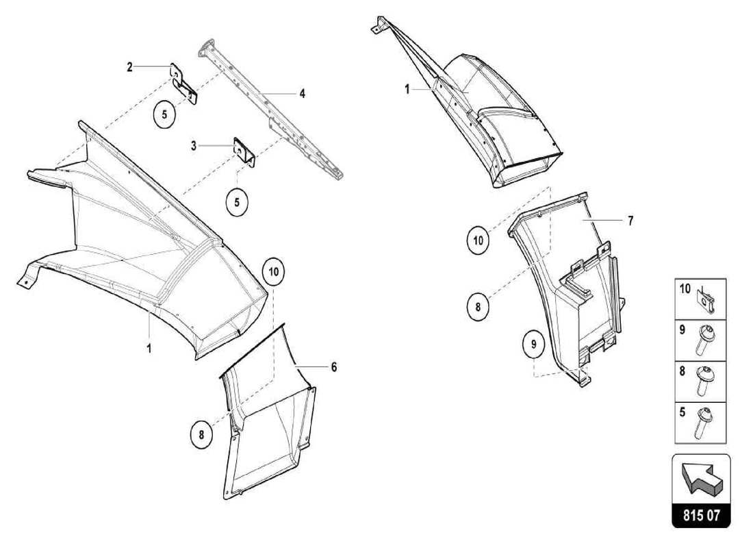 lamborghini centenario spider conduit d'air en carton schéma des pièces