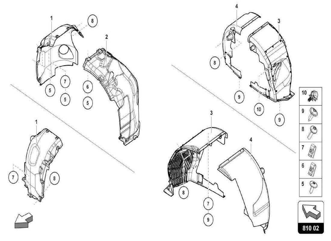 lamborghini centenario spider garniture de logement de roue schéma des pièces