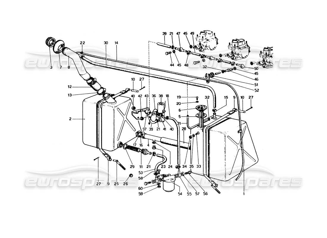 ferrari 246 dino (1975) système de carburant schéma des pièces