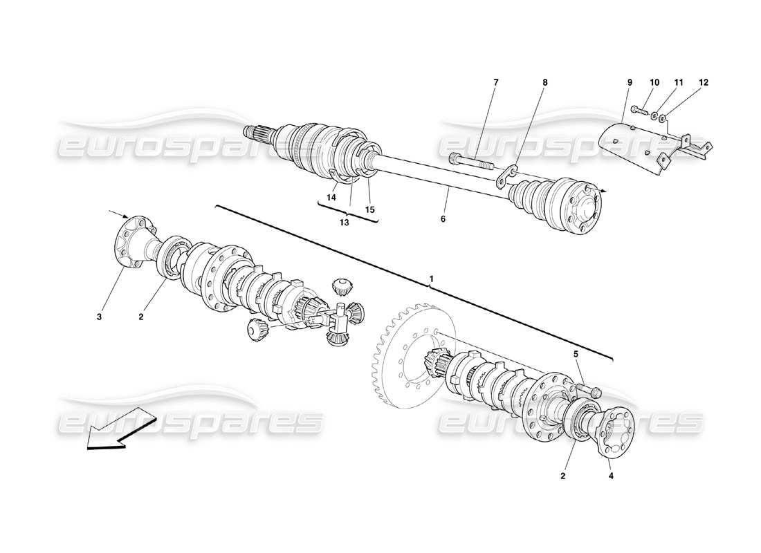 ferrari 360 challenge (2000) arbres de différentiel et d'essieu schéma des pièces